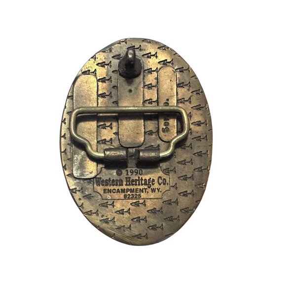 Vtg Belt Buckle Manistee National Forest Solid Brass 1990 USA Made 3.25" x 2.25" - Picture 2 of 2